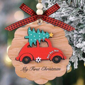 My First Christmas Buggie Wood Ornament